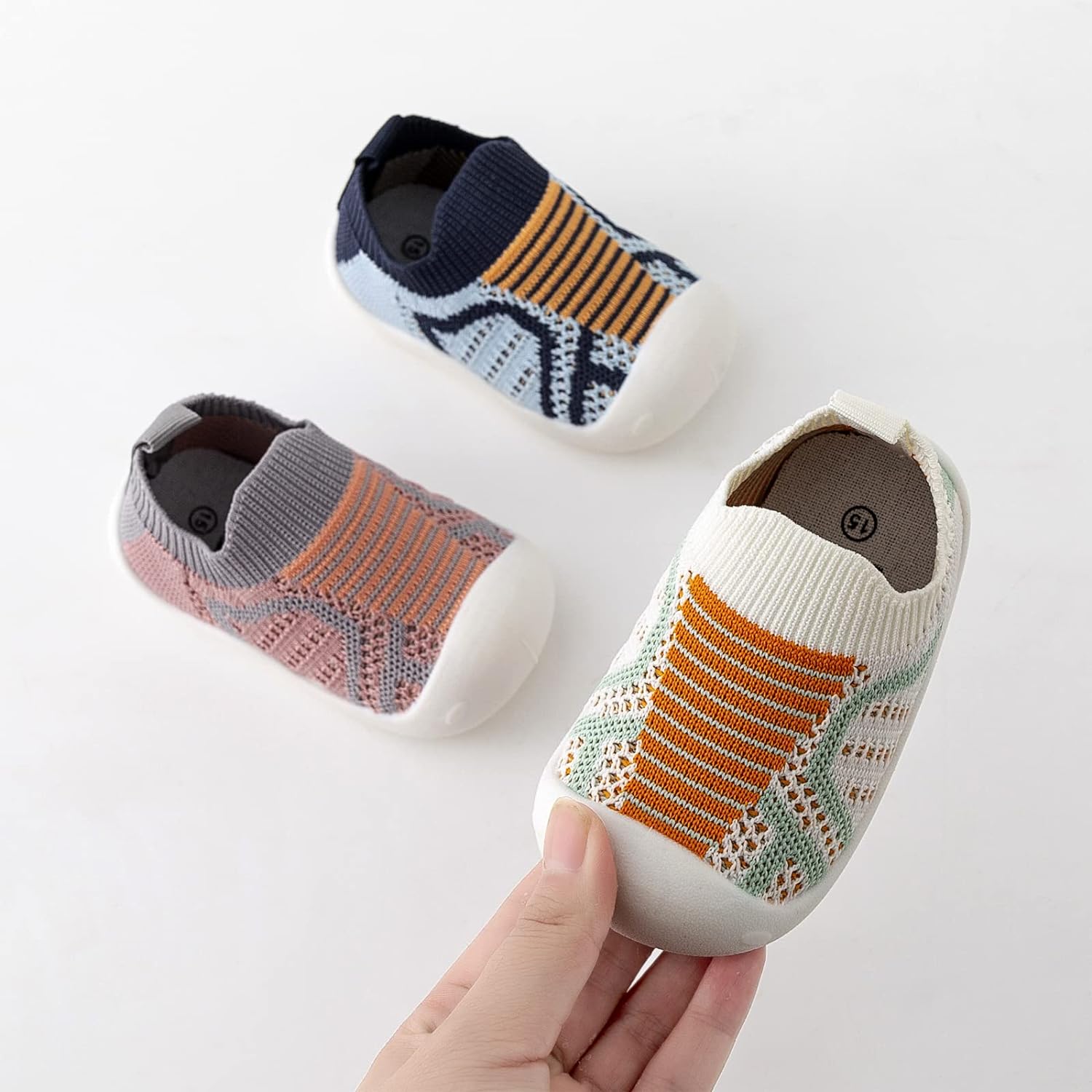 Baby First-Walking Shoes Slip-On Toddler Shoes Non-Skid Infant Sneakers Breathable Cotton Elastic Socks Shoes with Memory Insole for kids Indoor Outdoor Unisex Review 1